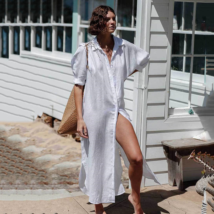 Dame Strandbluse med afslappet pasform og elegant krave Stilla