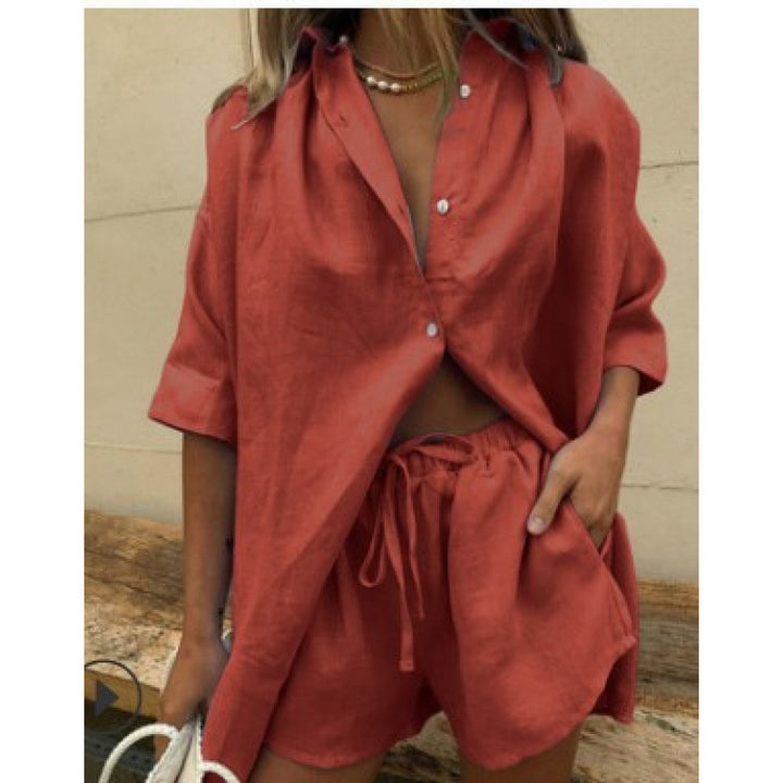 Damer Luftige Linned bluse med løse shorts Stilla