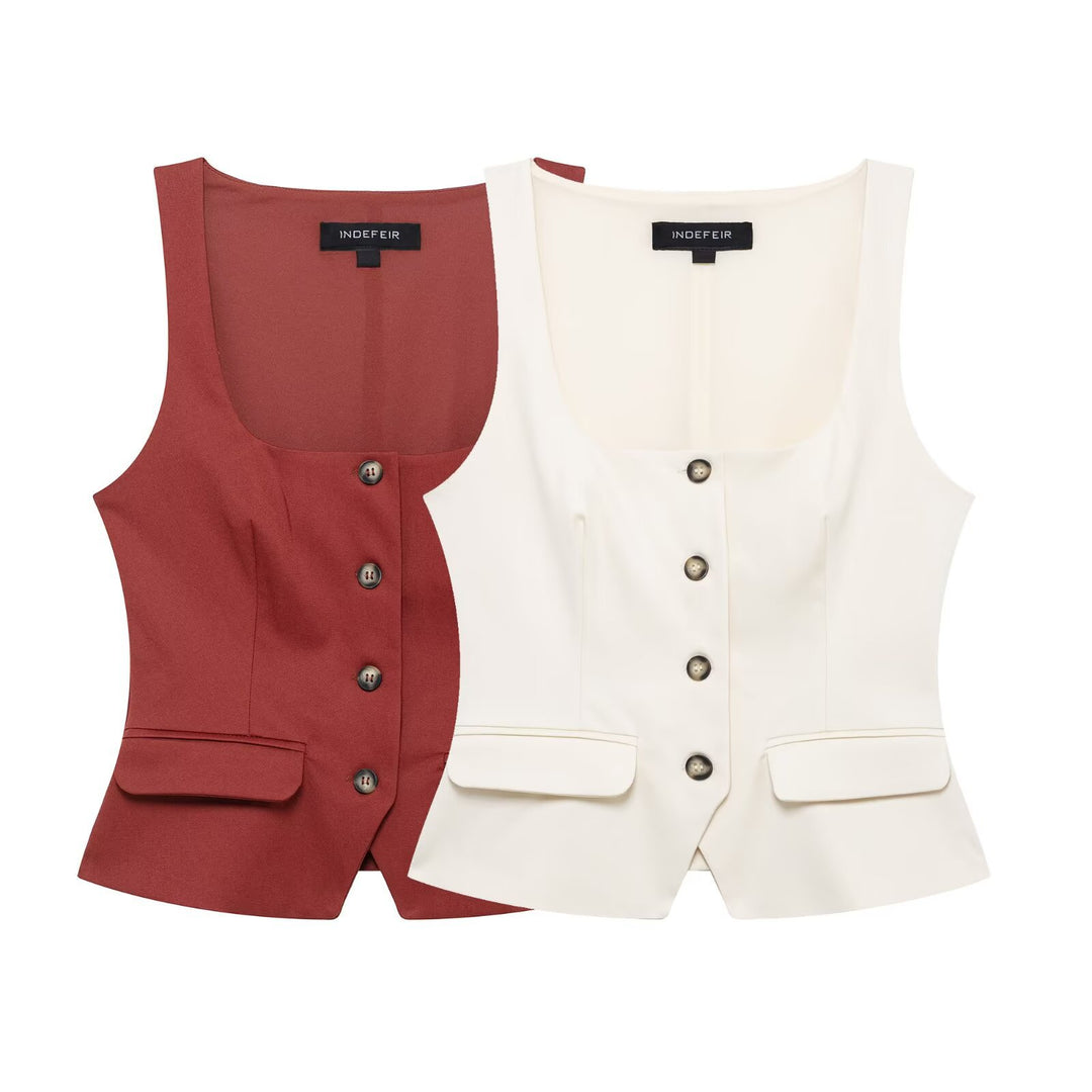 Femme Taljeret Frontknap-Bustier-Top Stilla