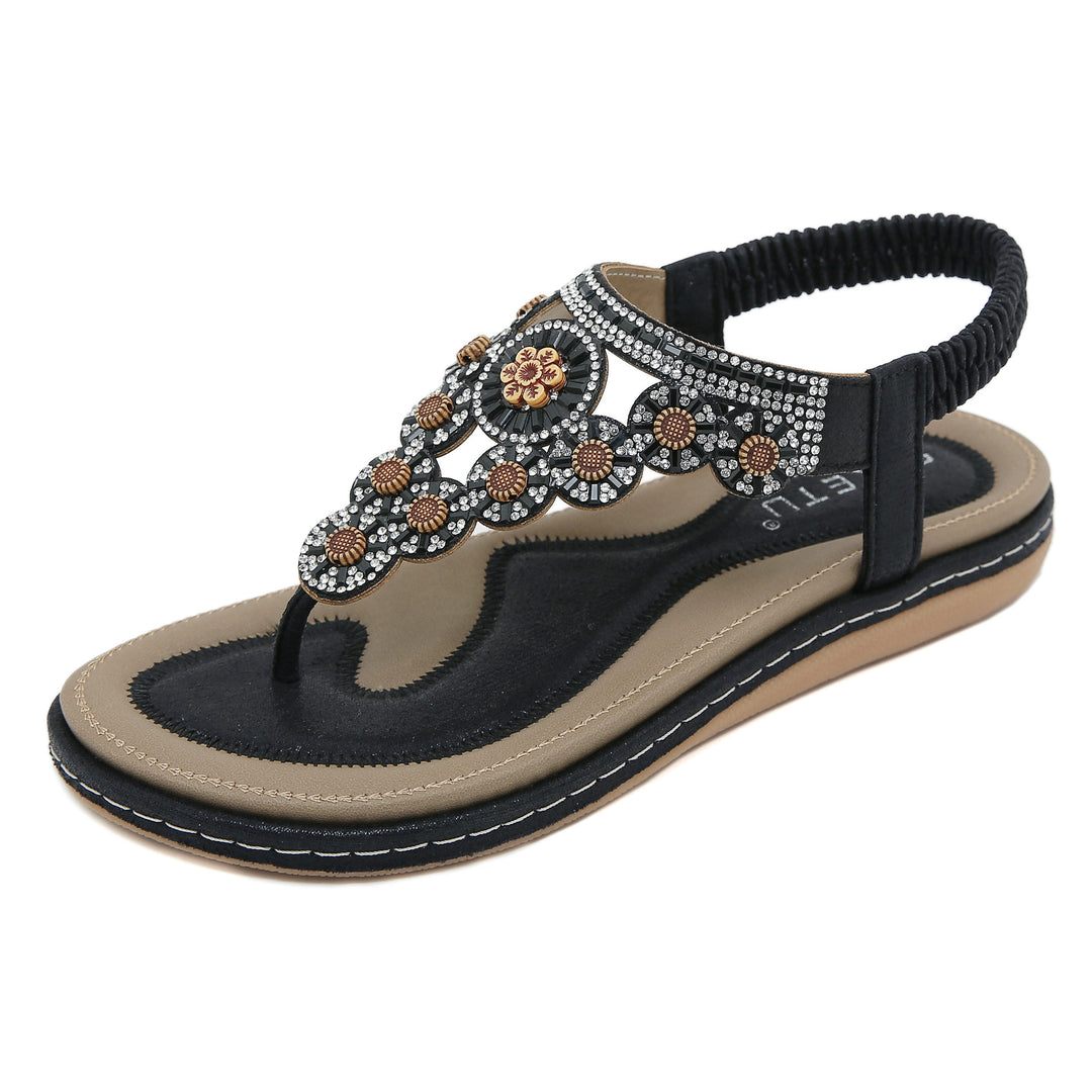 Dame stilfulde flip-flops med dekorativ stenudsmykning Stilla