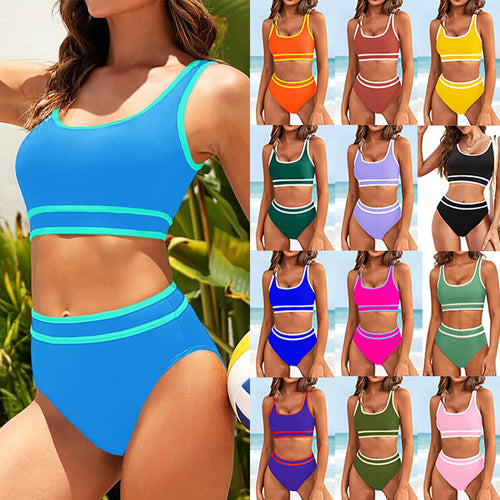 Dame bikini-sæt med høj talje og sporty design Stilla