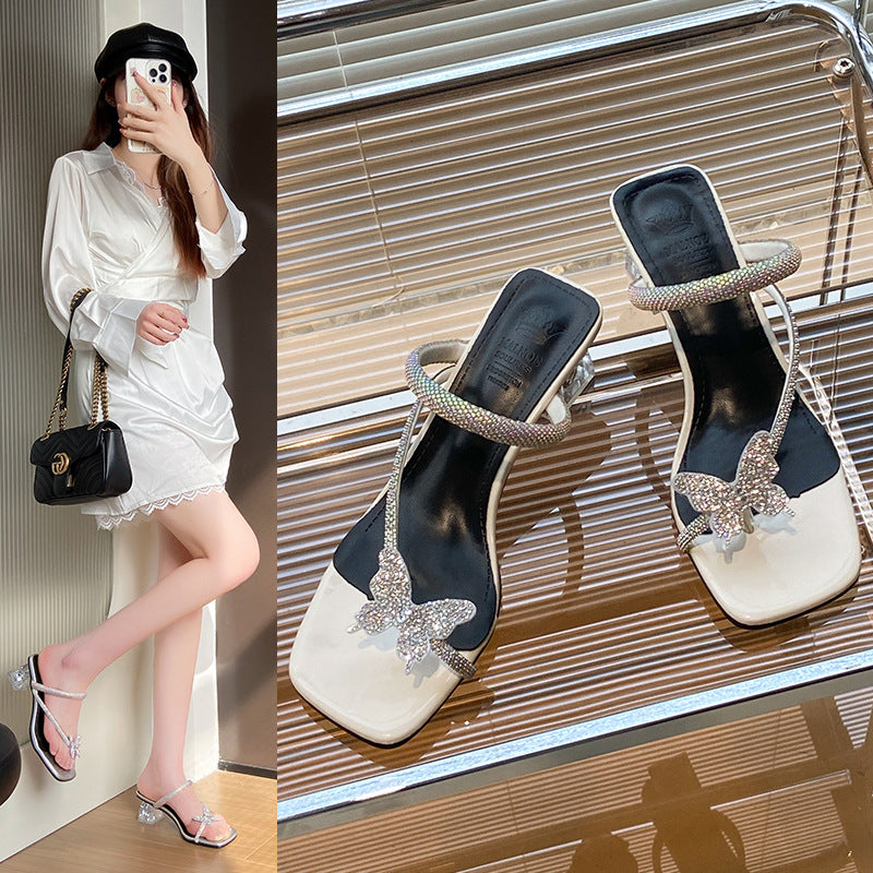 Dame Strass-dekoreret Rem Sandal med Blokhæl Stilla