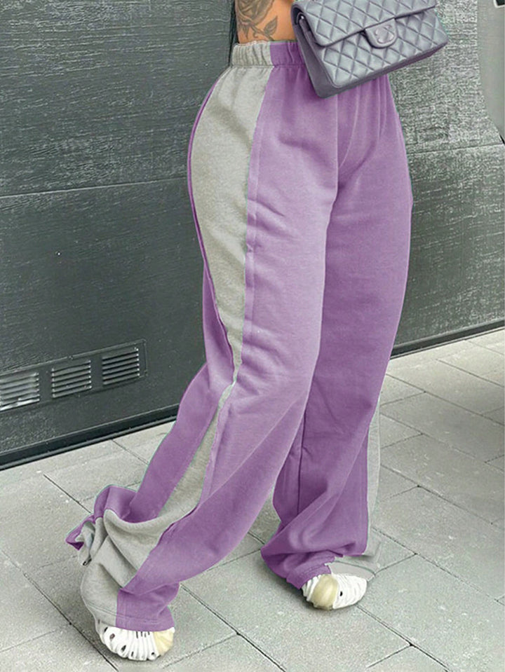 Dame Sporty Sweatpants med sidelæns kontraster og komfortable manchetter Stilla