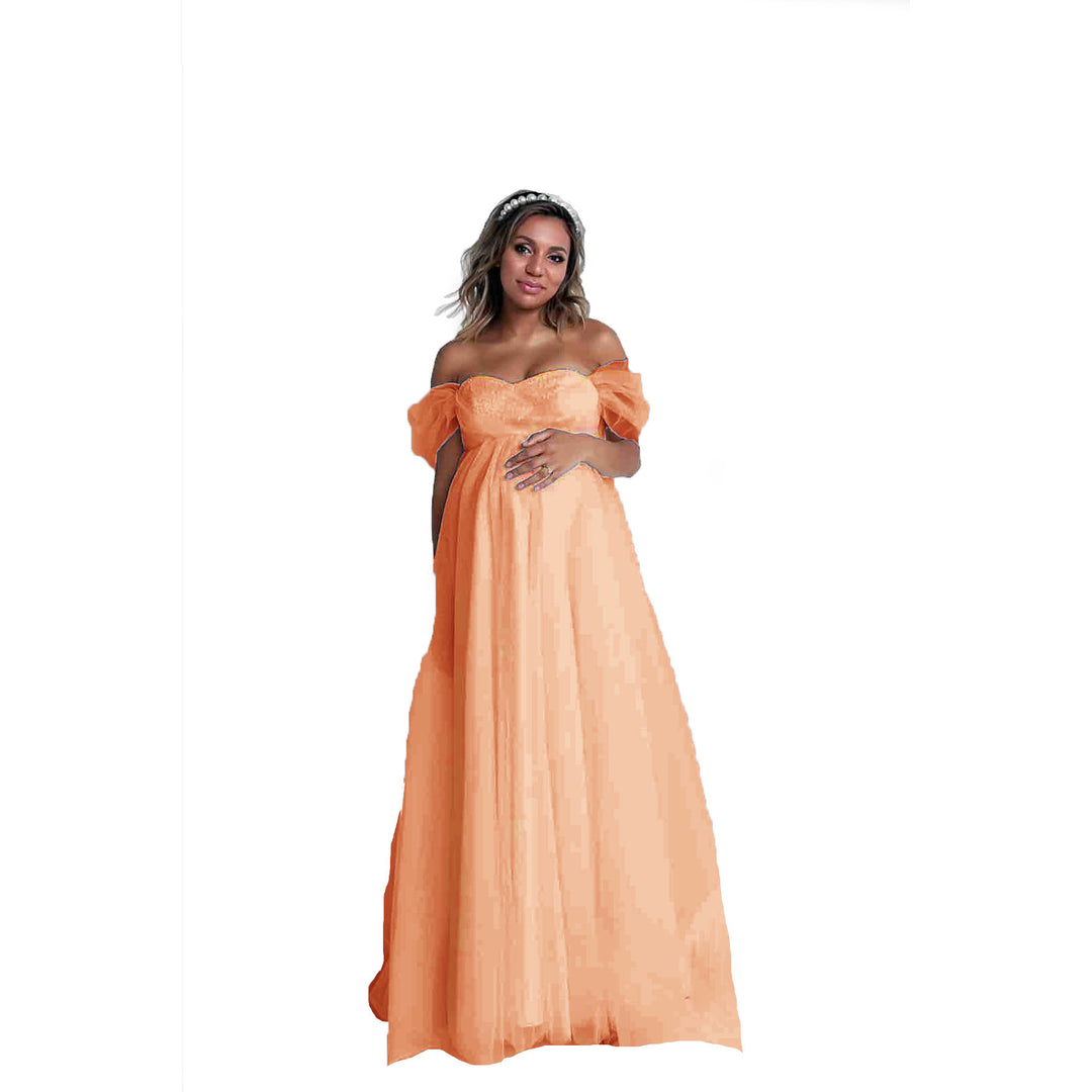 Dame Off-Shoulder Tulle Graviditetskjole Stilla