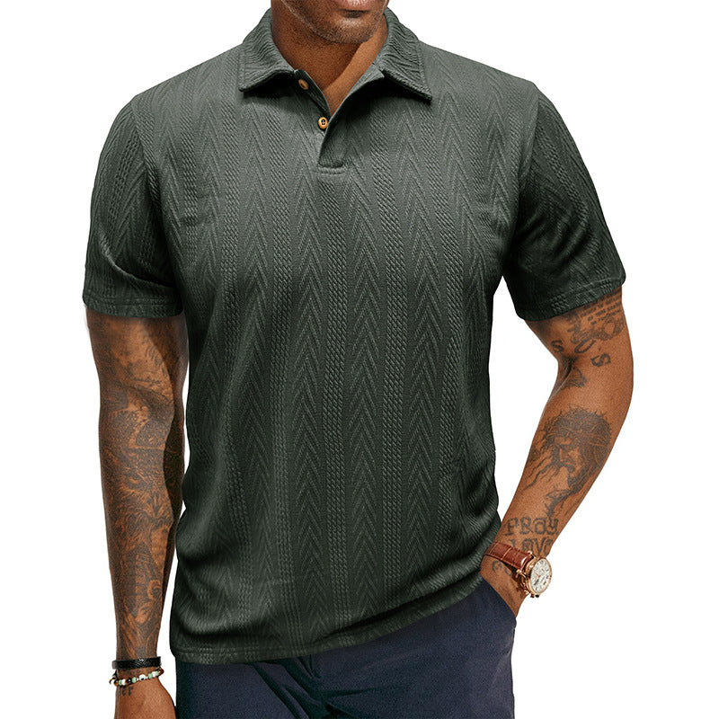 Herrer polo shirt med struktureret jacquard mønster og fashionable krave Stilla