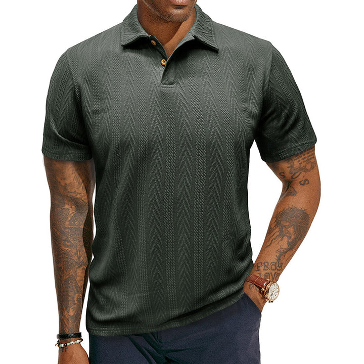Herrer polo shirt med struktureret jacquard mønster og fashionable krave Stilla