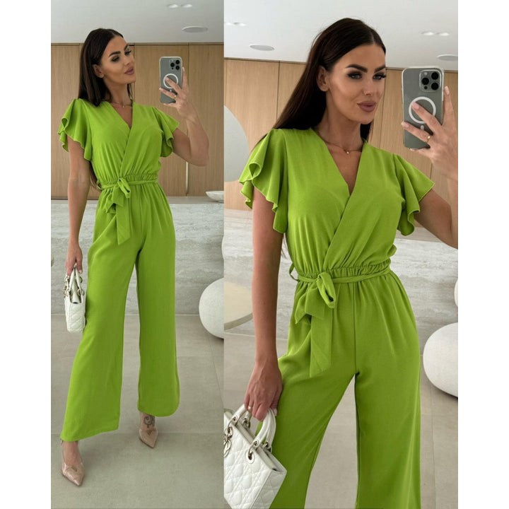 Dame elegant indpakket jumpsuit med flæsekant Stilla
