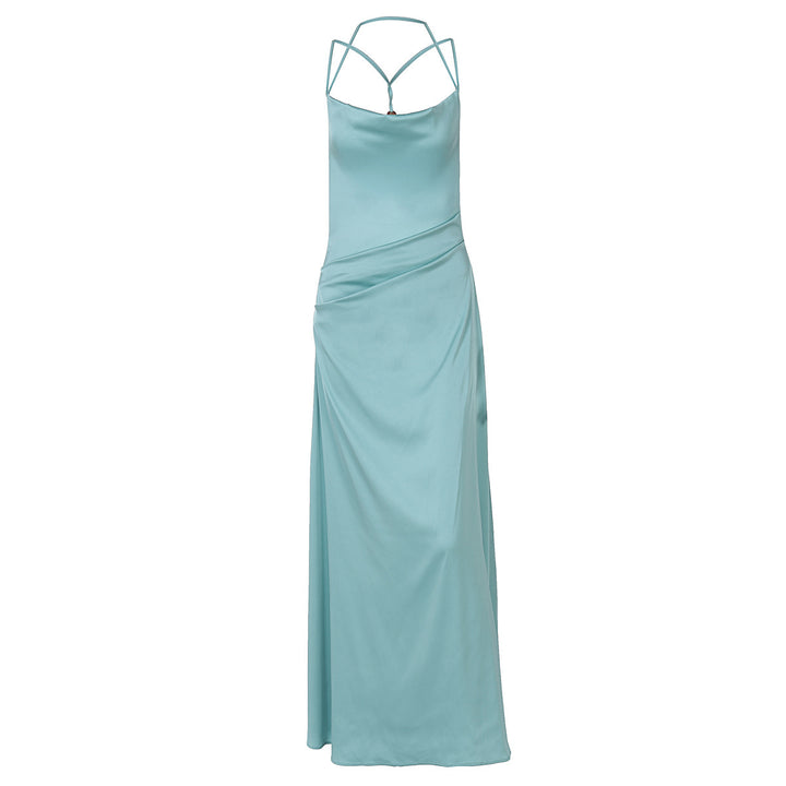 Damer Elegant Maxi-kjole med elegant indpakningsdesign og justerbare spaghetti-stropper Stilla