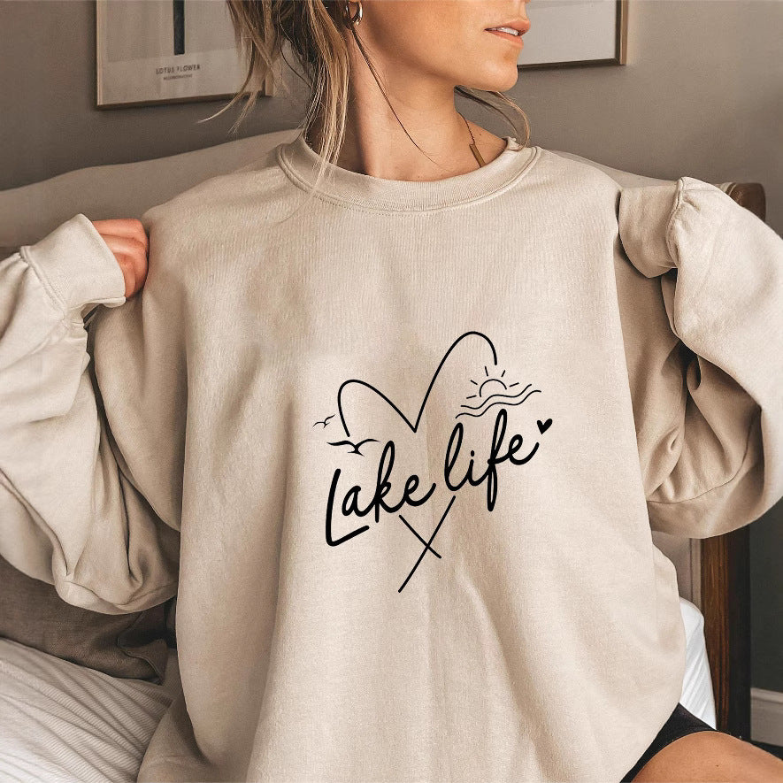 Kvinders sweatshirt med korte ærmer og hjerte motiv Stilla