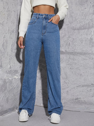 Dame højtaljede løse jeans med smart snit og diskrete vaskninger Stilla