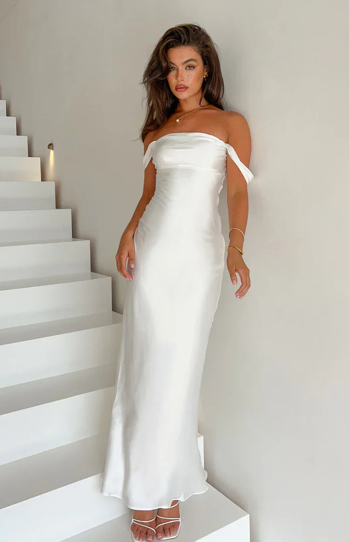 Damer elegant satin aften kjole Skovae