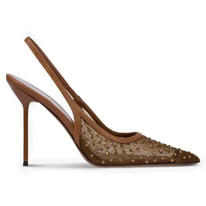 Dame Stiletto Slingback-hæle med dekorativt nitter-design Stilla