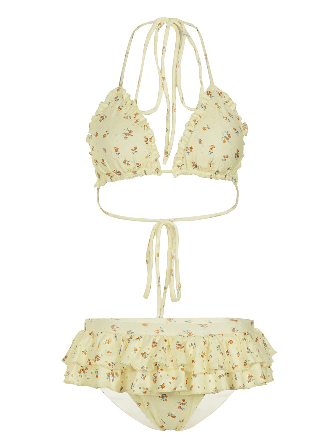 Kvinders bikinisæt med legende ruffles og blomster mønster Skovae