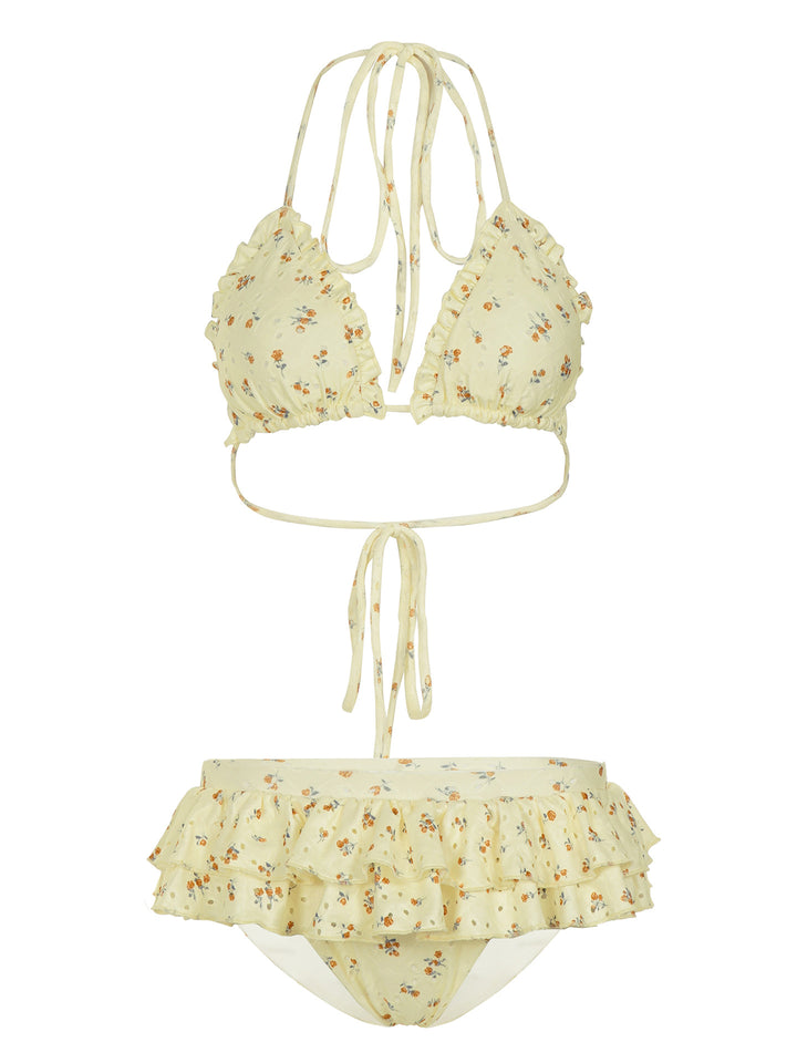 Dame floral bikini sæt med ruffle detaljer Skovae