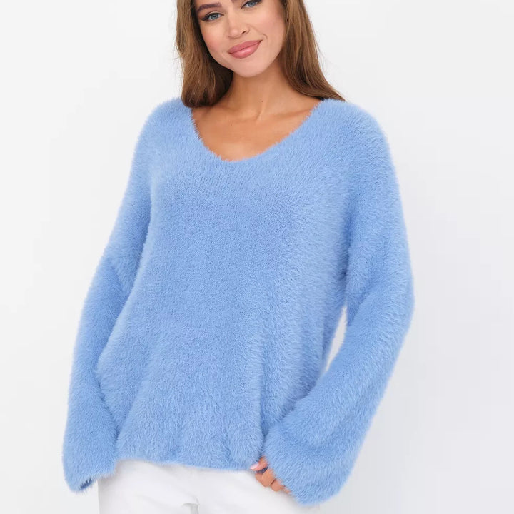Dame hyggelig strikpullover med løs pasform og elegante detaljer Stilla