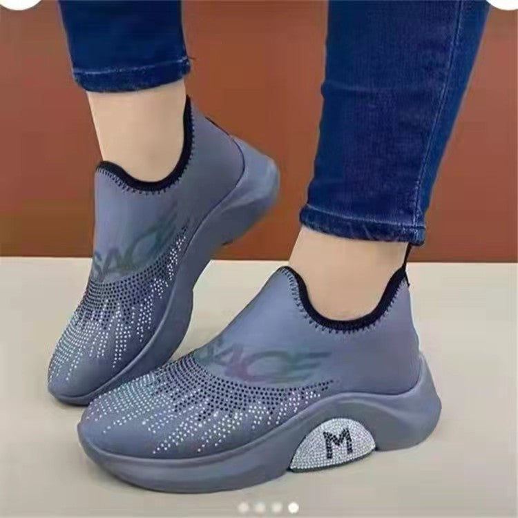 Dame Sneakers med elastisk overdel og funklerende strass-applikation Stilla