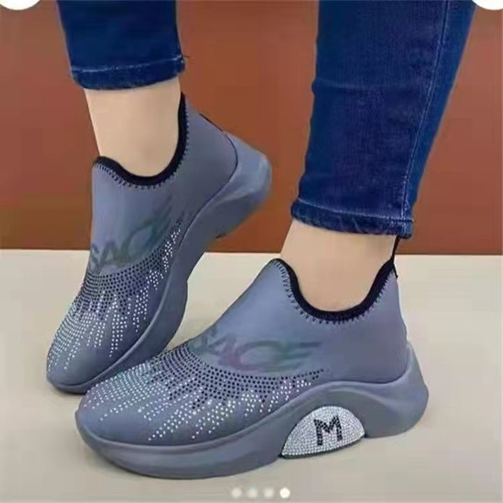 Dame Sneakers med elastisk overdel og funklerende strass-applikation Stilla