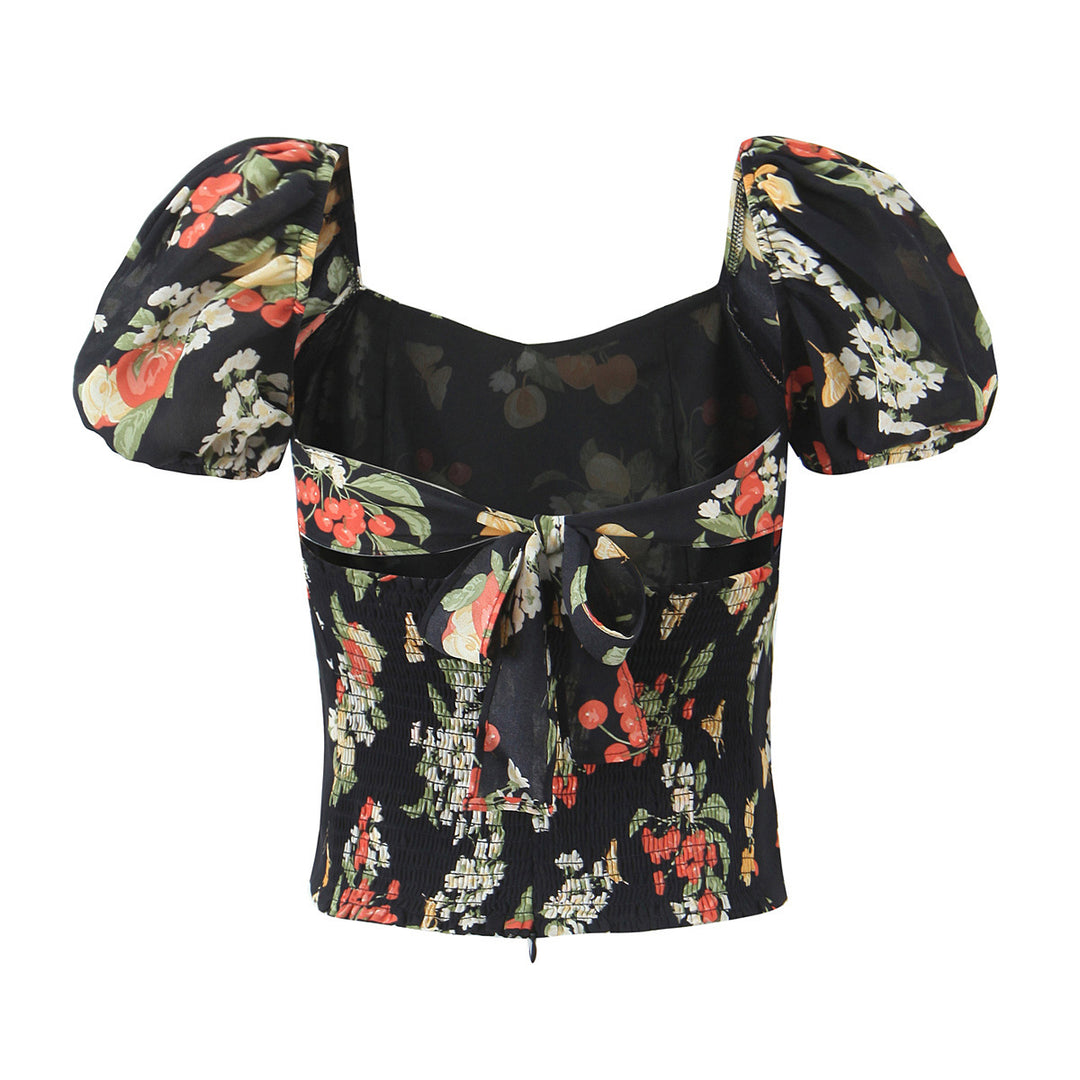 Femme Puff Sleeve Floral Crop Top Stilla