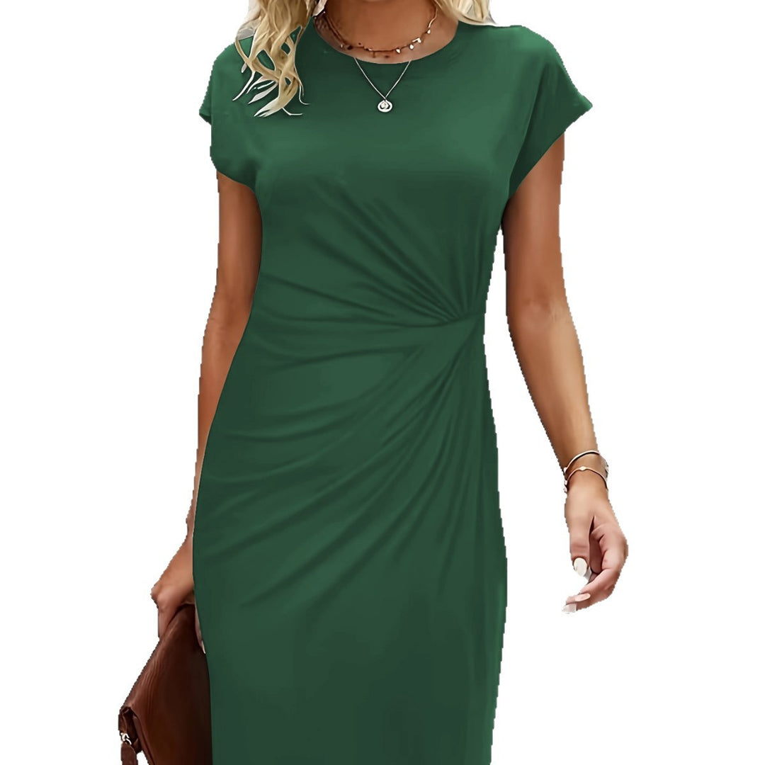 Dame figurtilpasset omslagkjole med trendy draperinger og klassisk snit Skovae