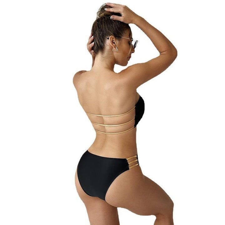 Dame Bandeau-bikini-sæt med højt skårede trusser og elegant design Stilla