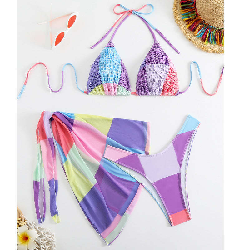 Dame bikini-sæt med kreativ patchwork-design og legende accenter Stilla