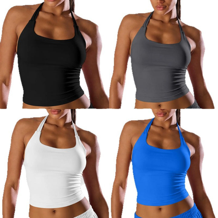 Dame sportstop med komfortabelt halter-design og åndbare materialer Skovae