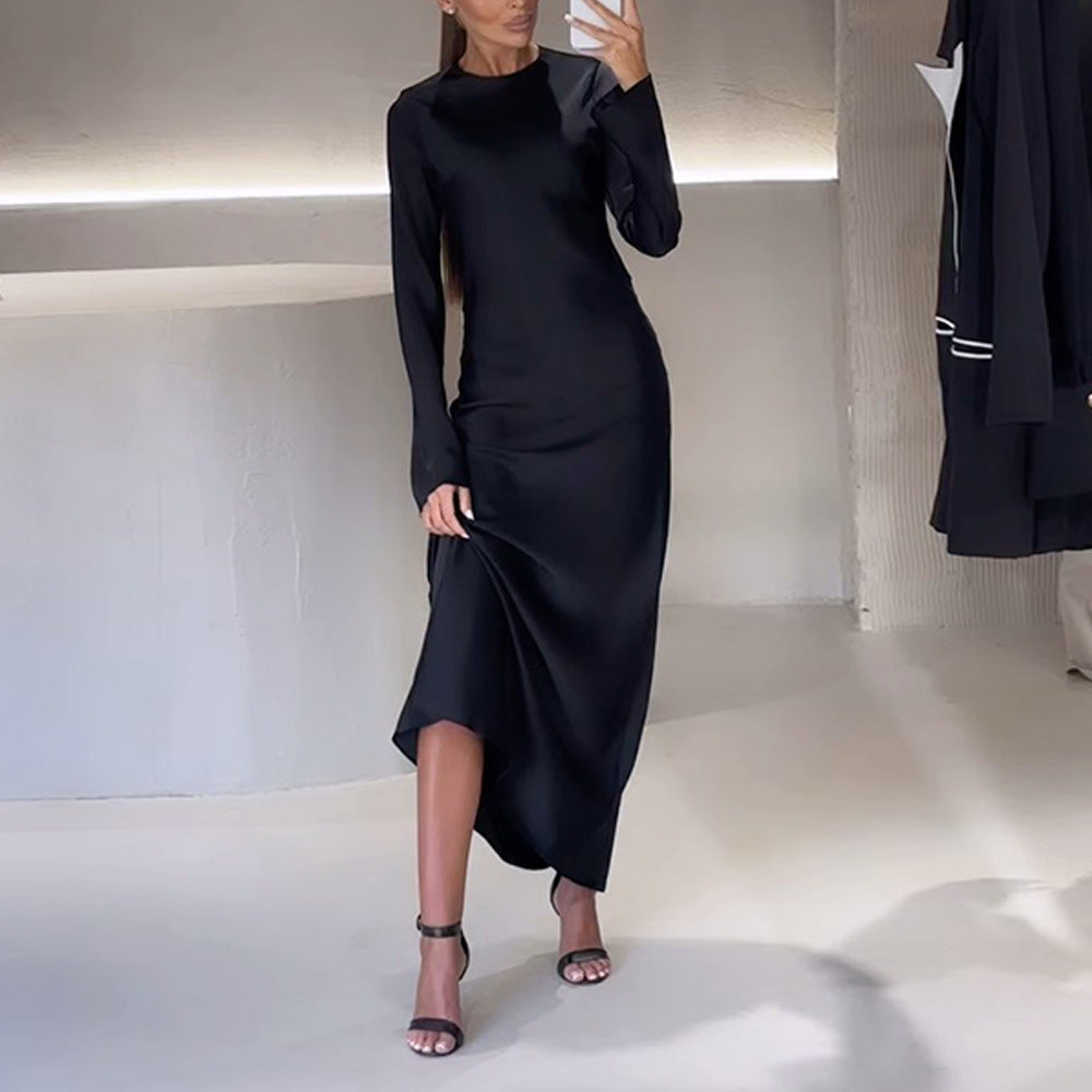 Dame Elegant Langærmet Maxikjole med figursyet snit Stilla