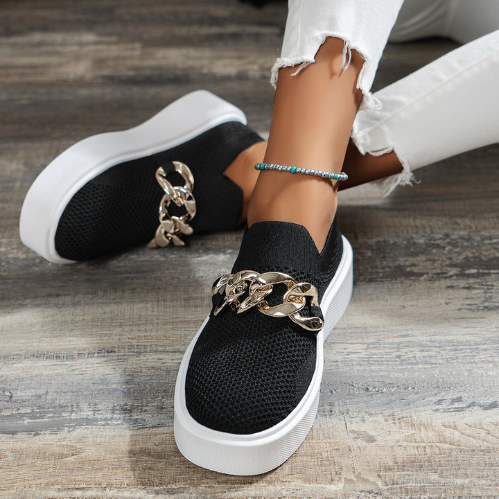 Dame Sneakers med moderigtigt kæde-detalje og åndbart overmateriale Stilla