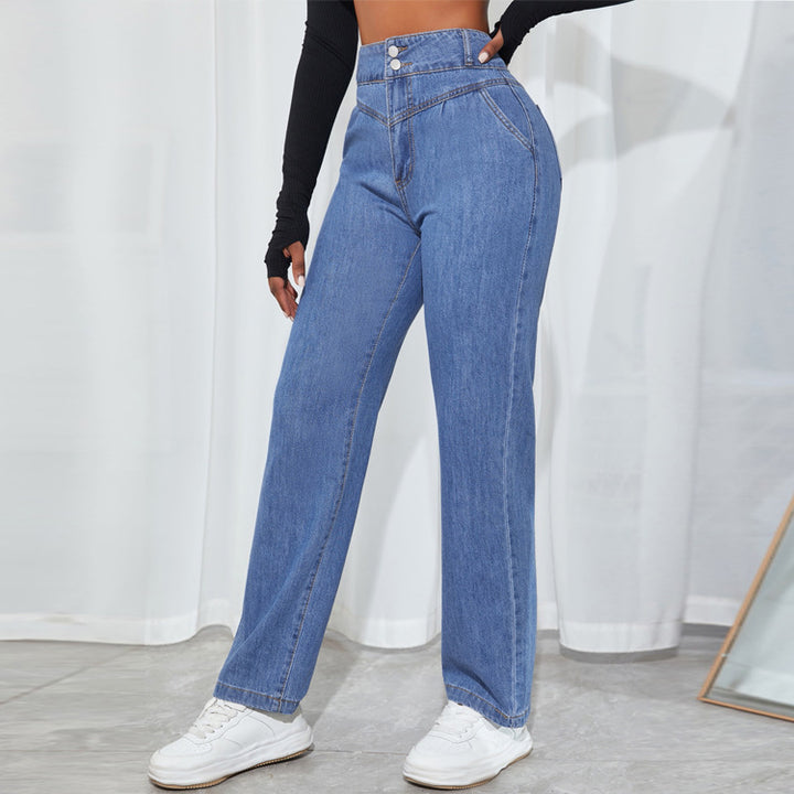 Dame højtaljede jeans i klassisk straight-leg stil Stilla