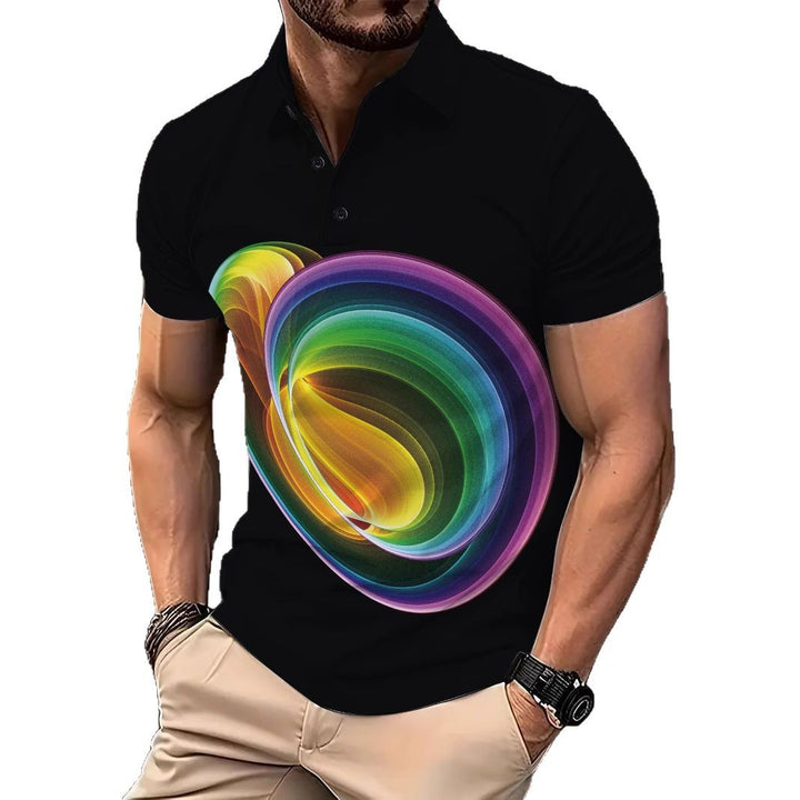 Herre Poloshirt med kreativt farvespiral-design og åndbare egenskaber Stilla