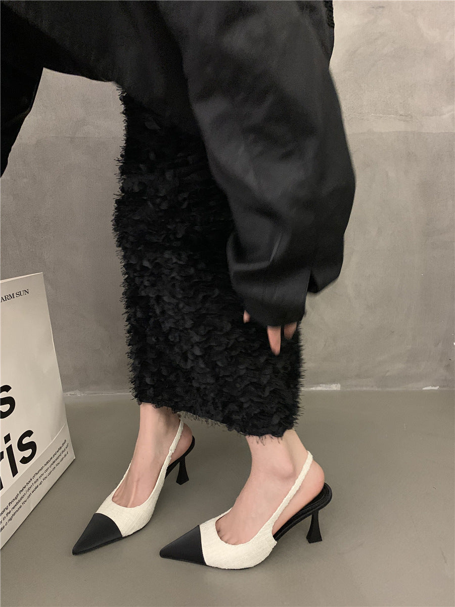 Dame Slingback Pumps med elegant spids silhuet og glitrende overflade Stilla