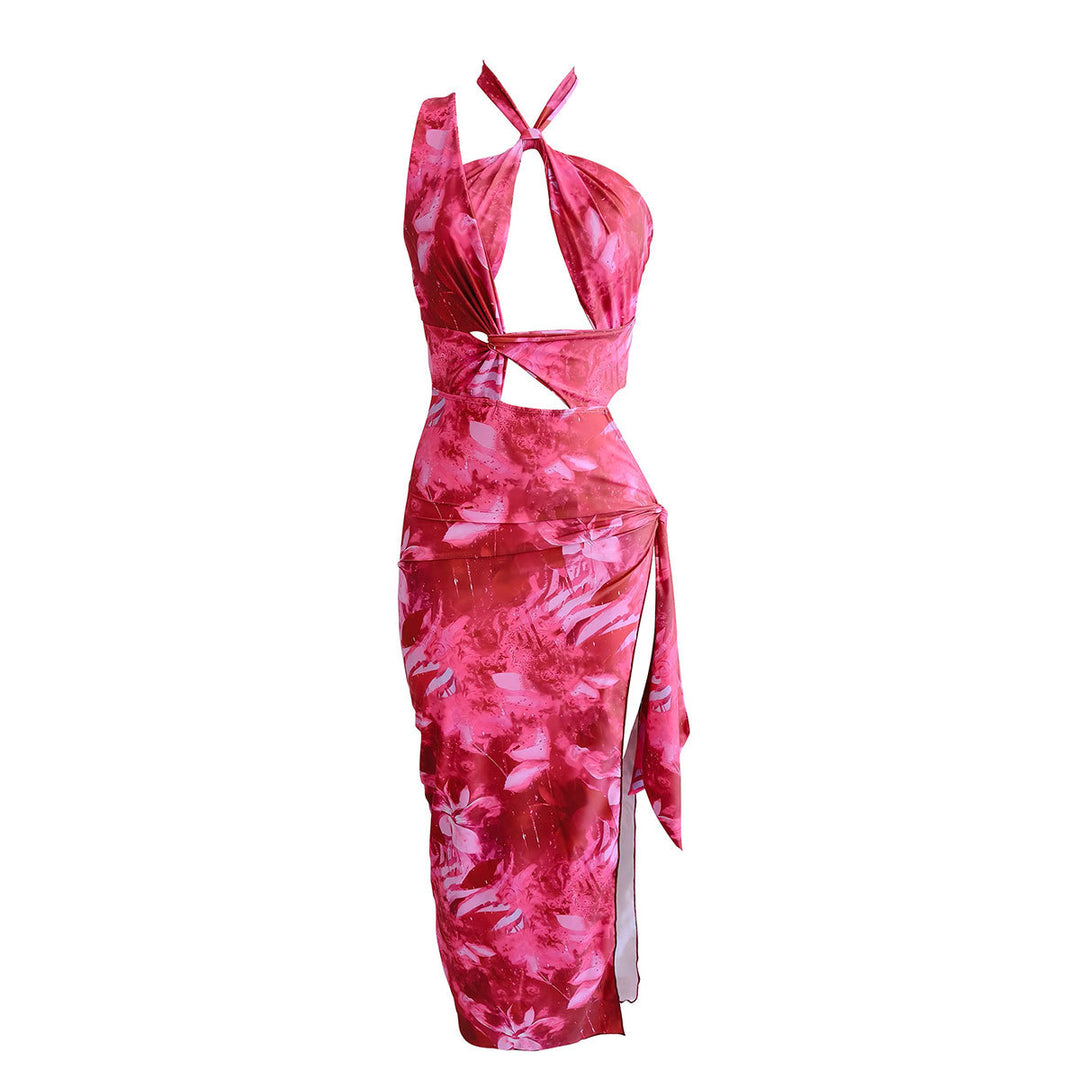 Dame Maxikjole med moderne cut-out og asymmetrisk design Stilla