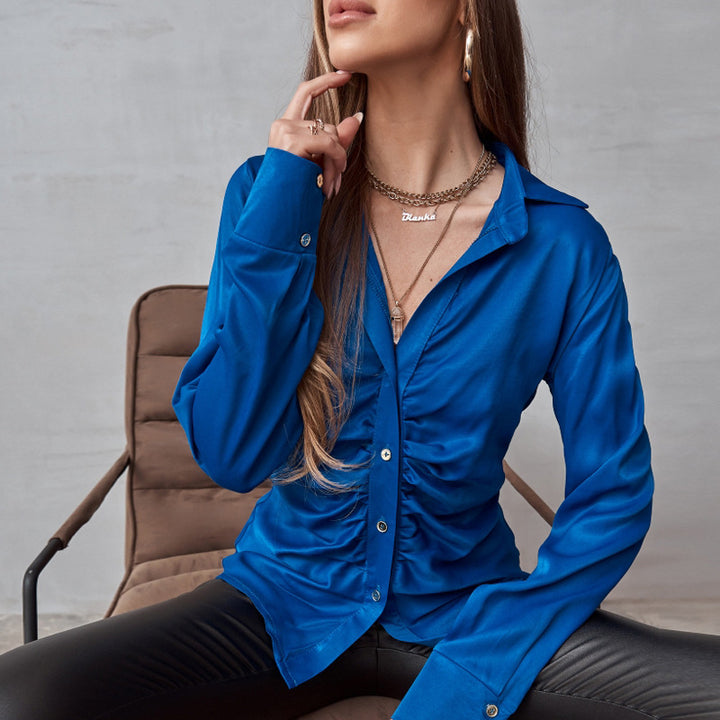 Damer Elegant og figursyet bluse med rynker Stilla