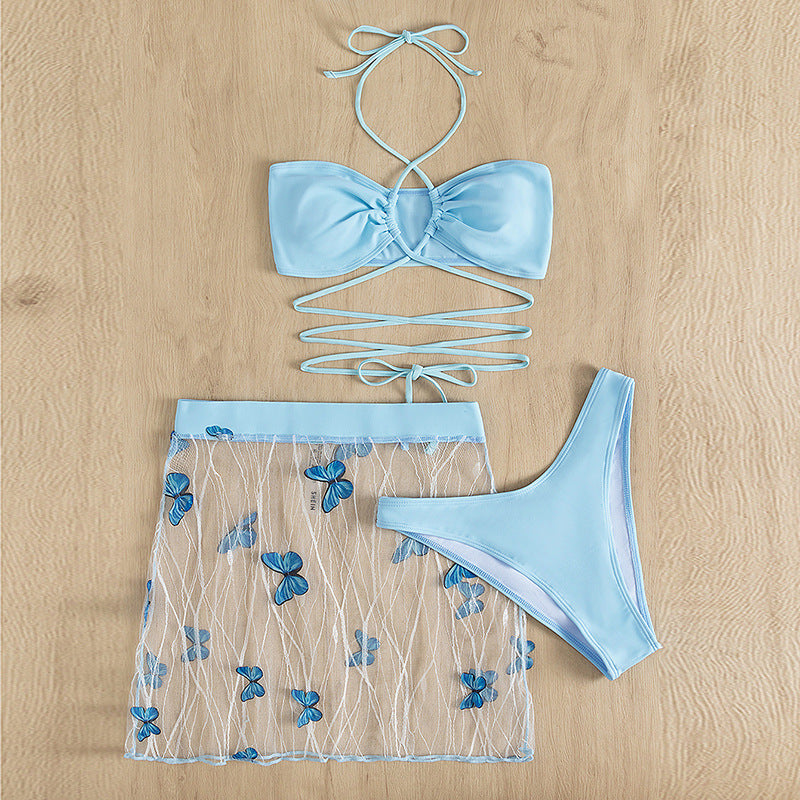 Dame Bikinisæt med blomster mesh-overlay Stilla