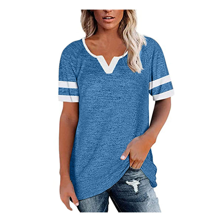 Dame Lækkert V-hals T-shirt med sporty stribemotiv Stilla