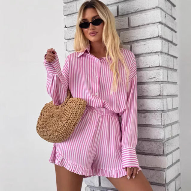 Dame Oversize Bluse med stribemønster og volumøse ærmer Stilla