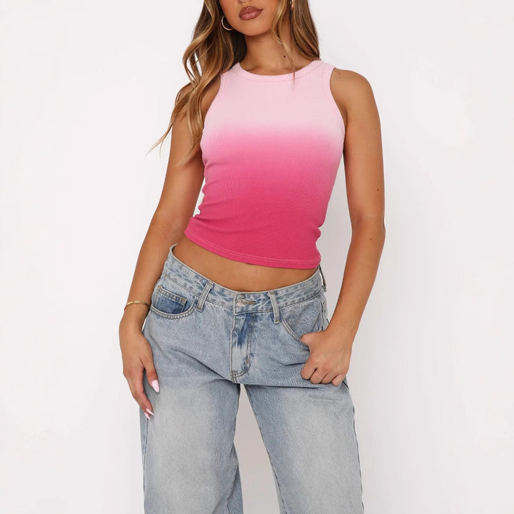 Dame Fitness-Tanktop med moderne farvegradient og figursyet snit Stilla