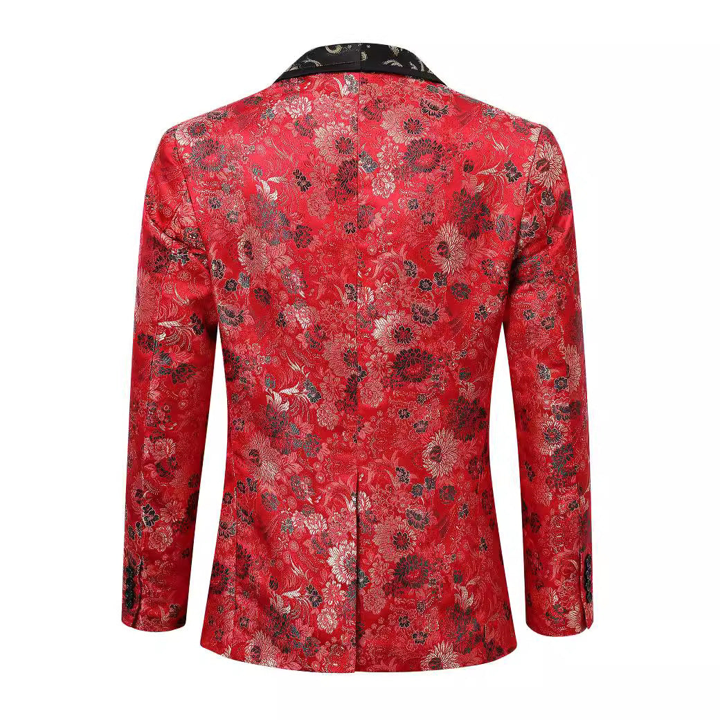 Herre elegant fløjl blazer med blomster mønster Stilla