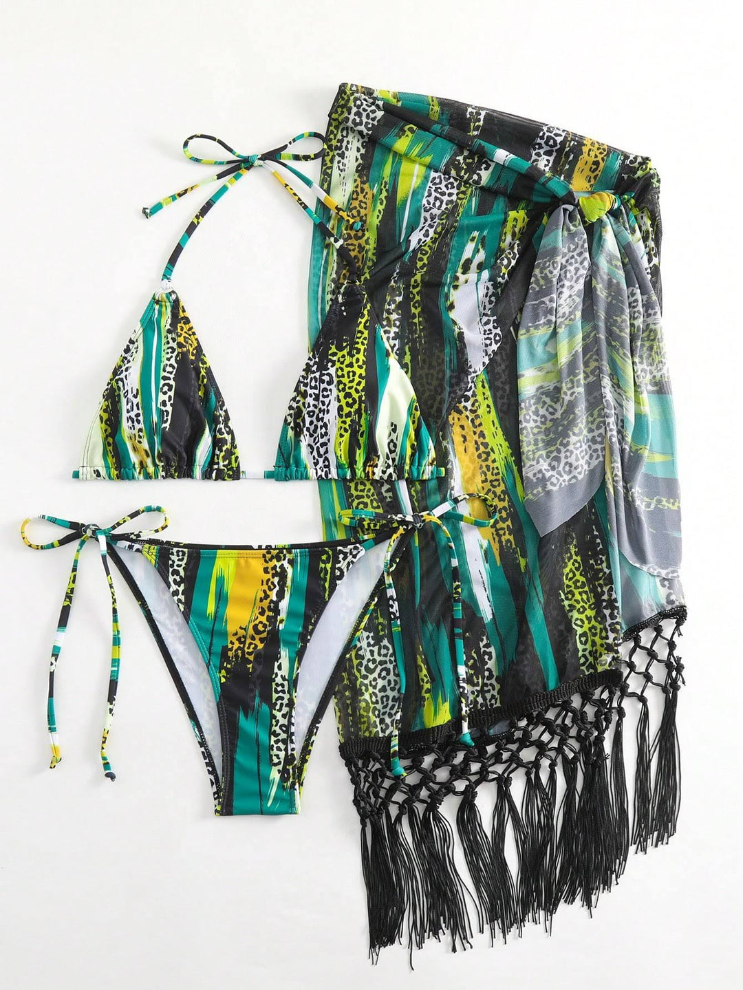 Dame bikini-sæt med frisk dyreprint og elegante knude-detaljer Stilla