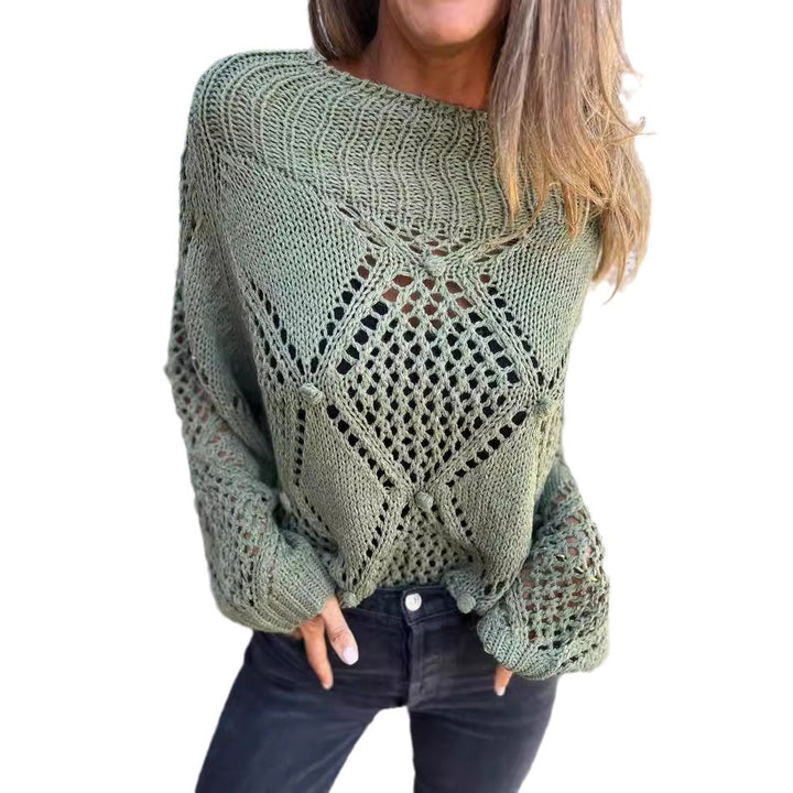 Dame casual strikpullover med luftig hæklestruktur og oversized snit Stilla