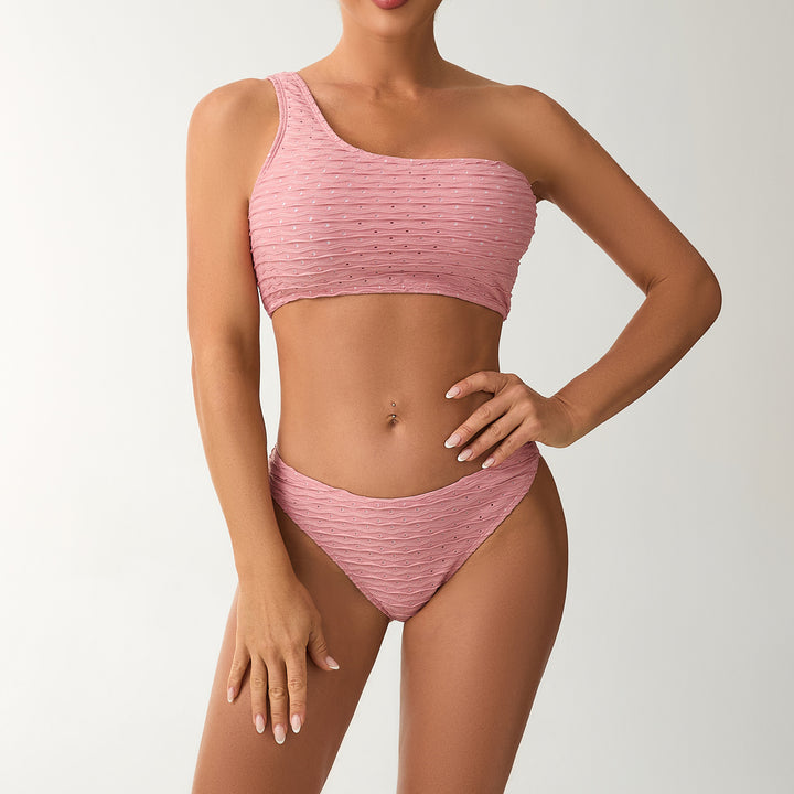 Dame Asymmetrisk Bikini-Sæt med elegant Flæse-design Skovae