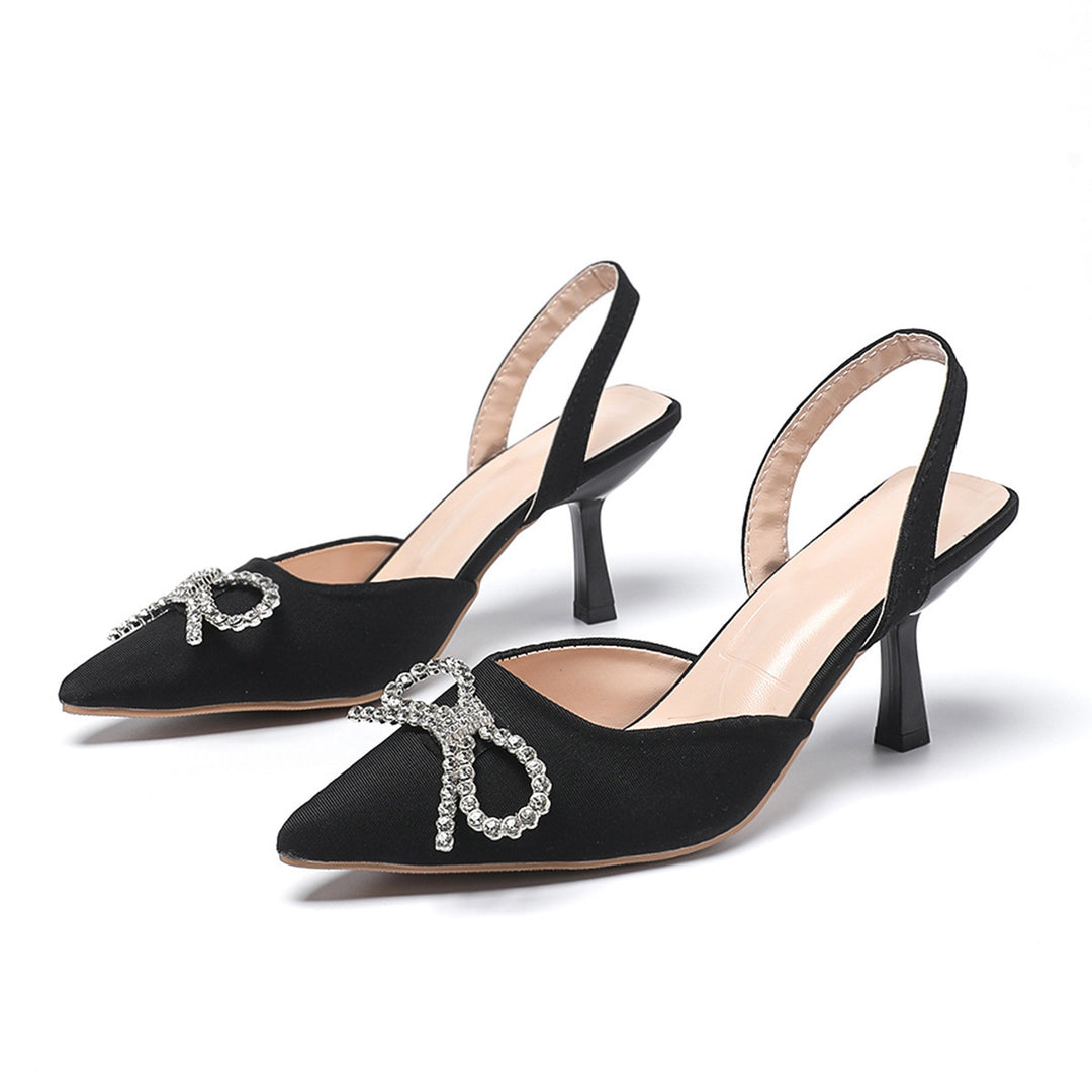 Dame Slingback Pumps med glitrende sløjfe-detalje Stilla