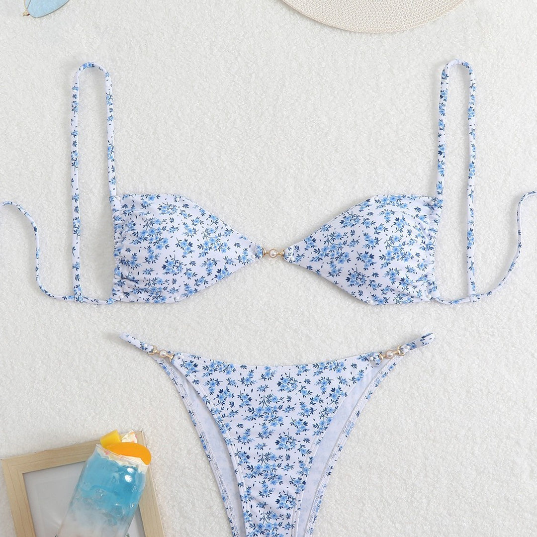 Dame bikini-sæt med justerbare stropper og blomsterdesign Stilla