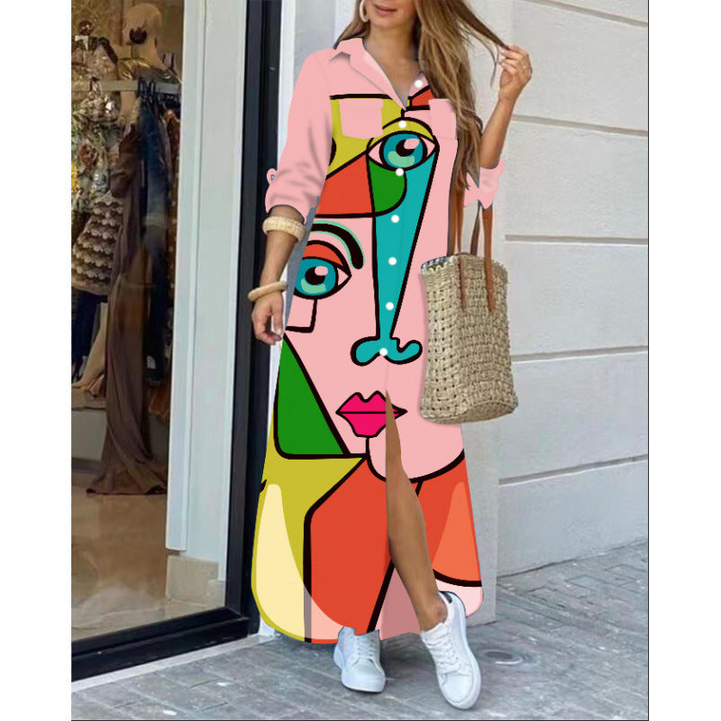 Femme Grafiktryk Maxi Kjole Stilla
