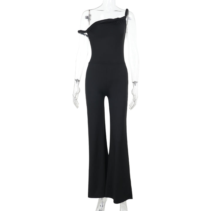 Dame off-shoulder jumpsuit med bredt ben og elastisk overdel Skovae