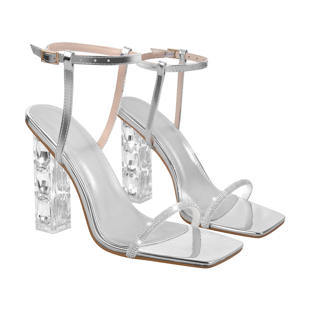 Femme elegant Højhælede Sandaler med klare blokhæls detaljer Stilla