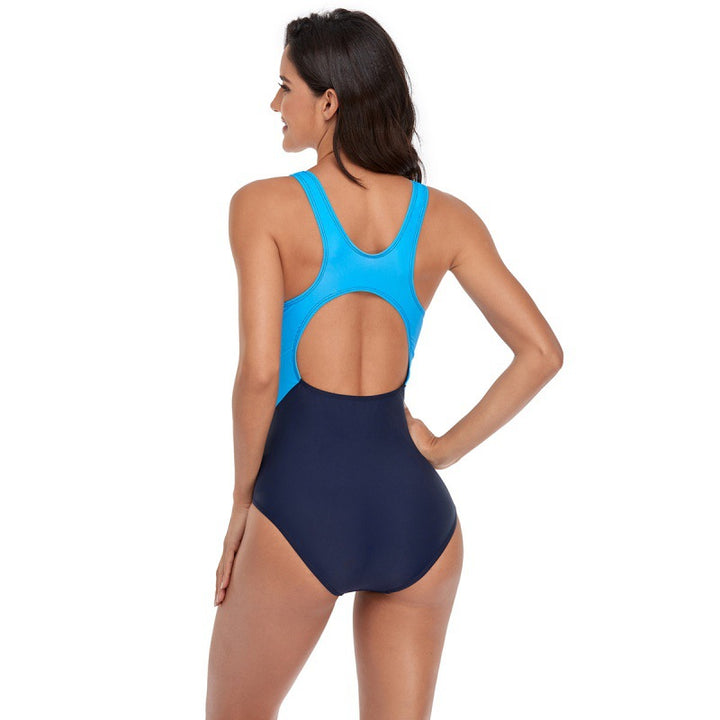 Dame One-piece badedragt med sporty farvekontrast og høj benudskæring Skovae