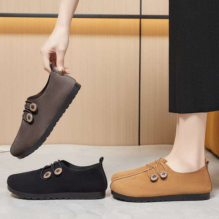 Femme Bekvemme Suede Slippers med Justerbar Lås Stilla
