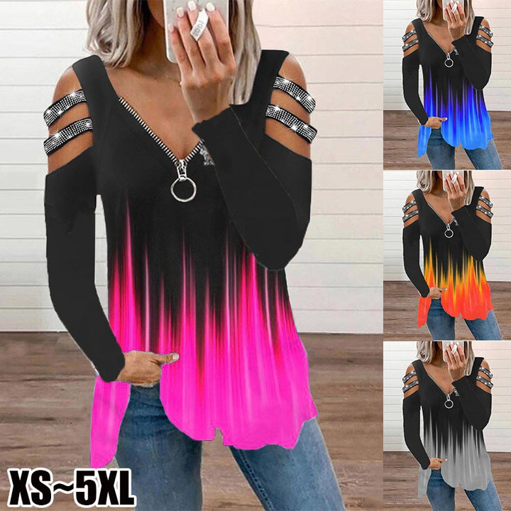 Dame overdel med off-shoulder detaljer og smart lynlås Stilla