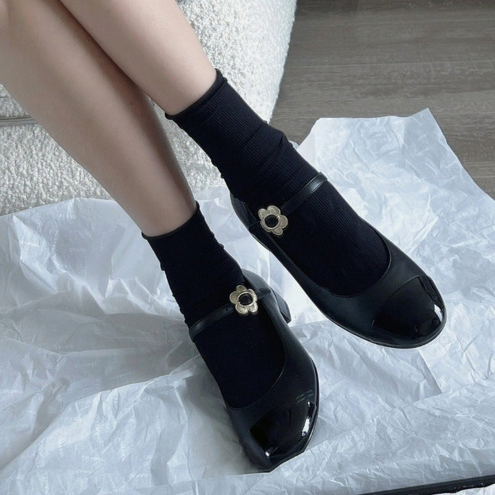 Dame Elegant Mary Jane Ballerinas med Pyntet Blomsterakcent Stilla